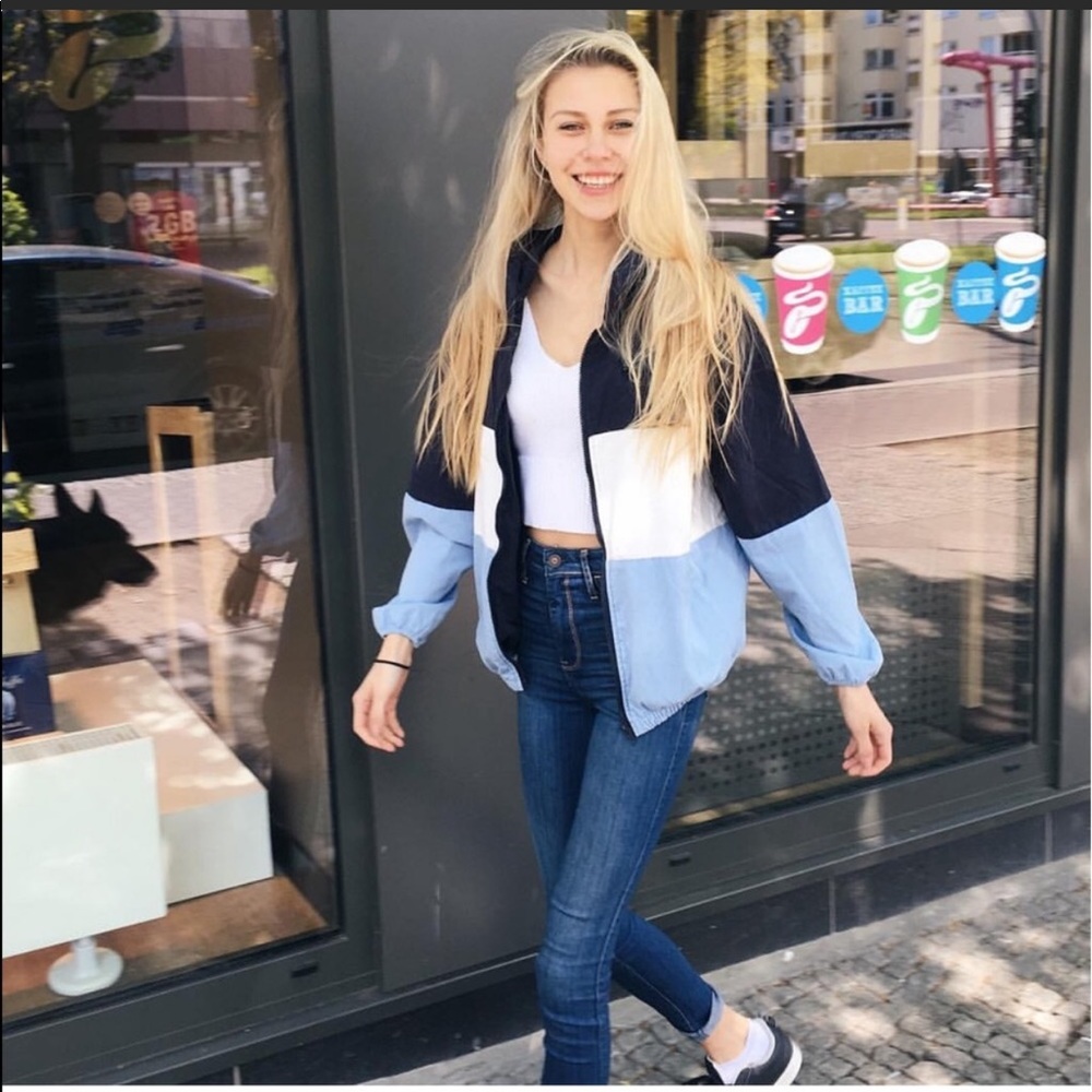 Brandy Melville Colorblock Krissy Hoodie Jacket